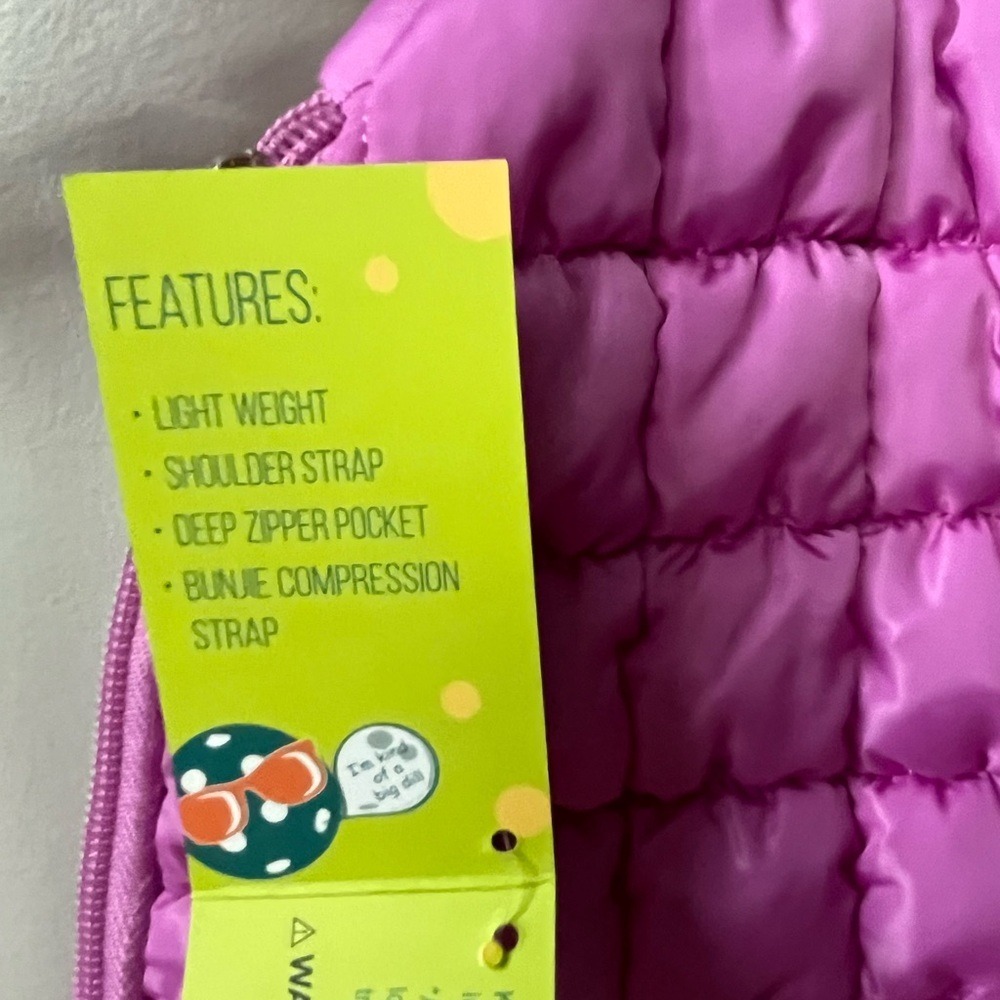 Pickle O Joe Quilted Sling Bag Purple Zip Pockets Lightweight Adjustable NWT - Picture 8 of 10